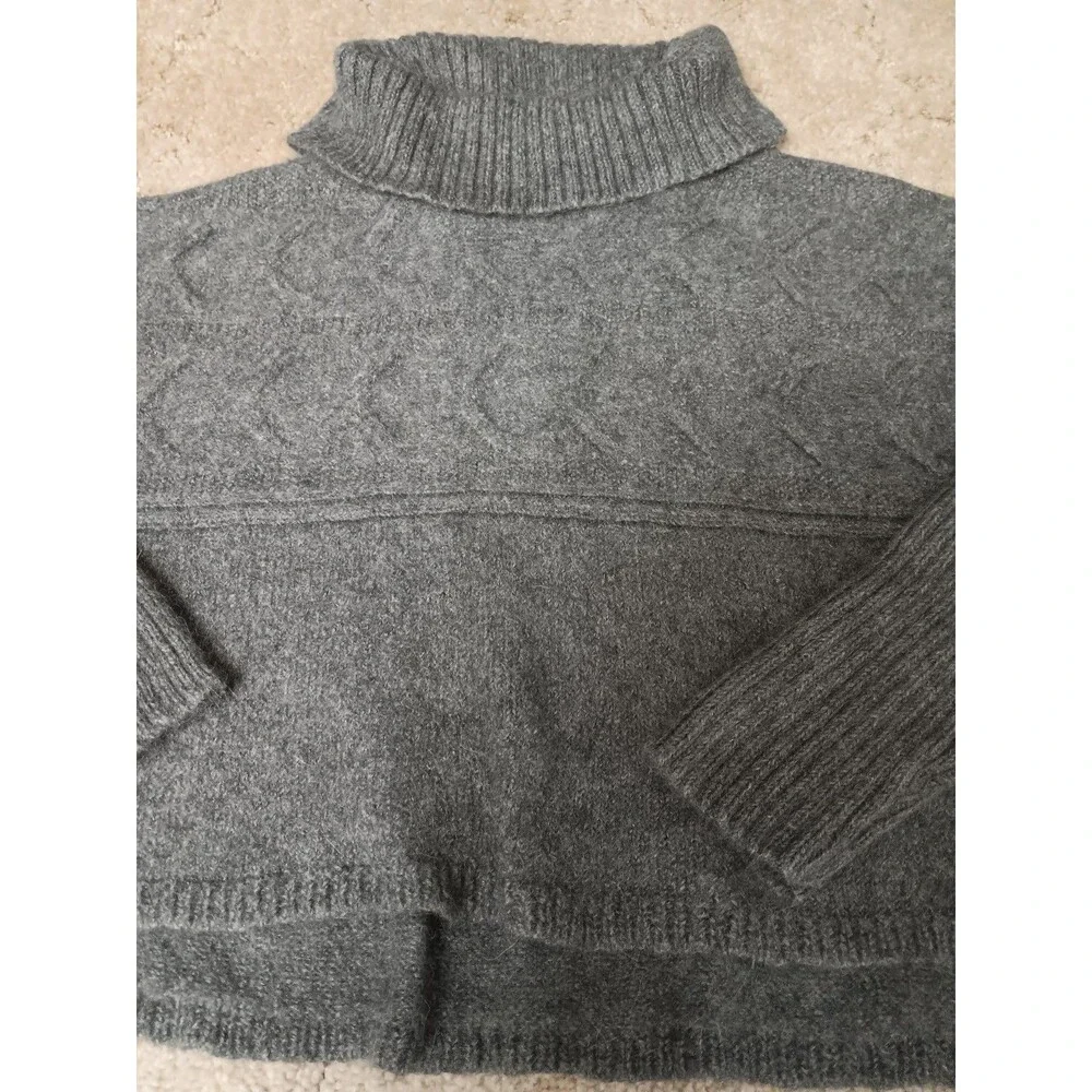Eileen Fisher size L Gray Cashmere Wool Oversize Boxy Sweater Cowl Neck - Picture 2 of 6